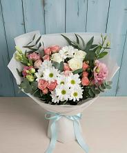 Букет цветов из:  Розы, Лизиантусы и Хризантемы в Ногликах