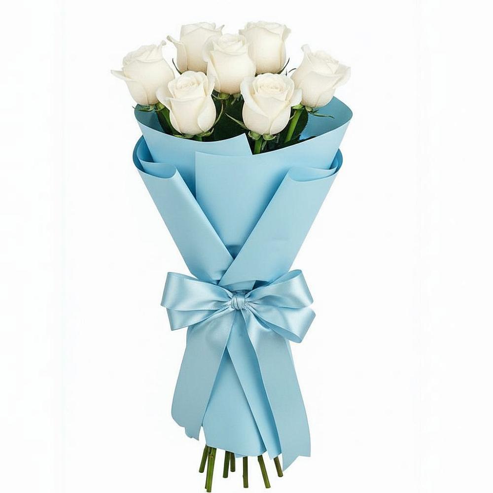 Букет 7 белых роз Проуд в Ногликах