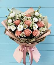 Букет цветов из:  Розы, Альстромерии и Лизиантусы в Ногликах
