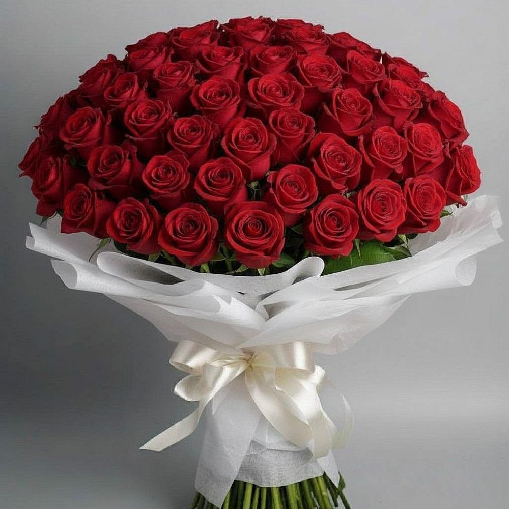 Букет 101 Красная роза Блэк Мэджик в Ногликах