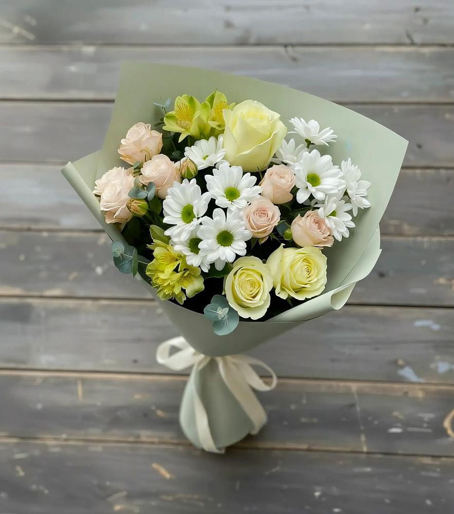 Букет цветов из: Альстромерии, Розы и Хризантемы в Ногликах