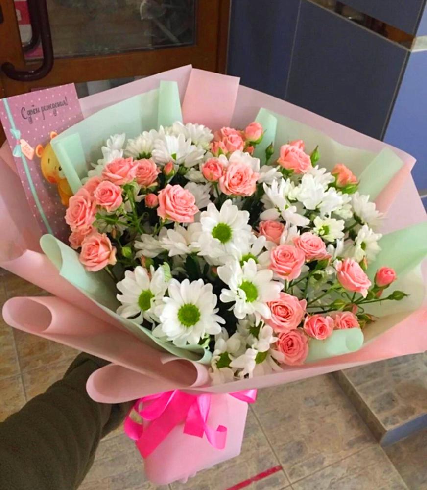 Букет цветов из: Розы и Хризантемы в Ногликах