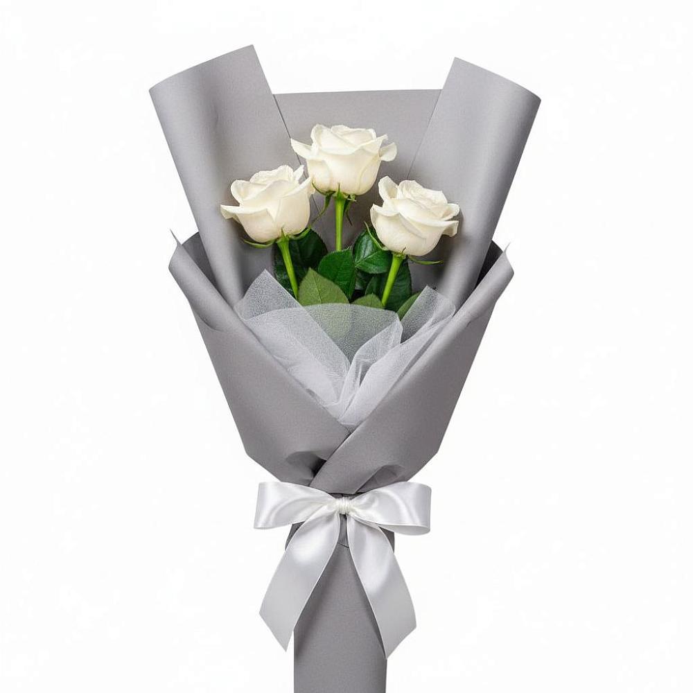 Букет 3 белые розы в Ногликах
