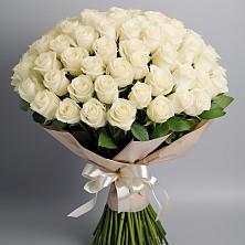 Букет 101 беля роза Белоснежка в Ногликах