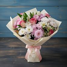 Букет цветов из:  Хризантемы, Альстромерии и Розы #REPLACE_PRED# Ногликах