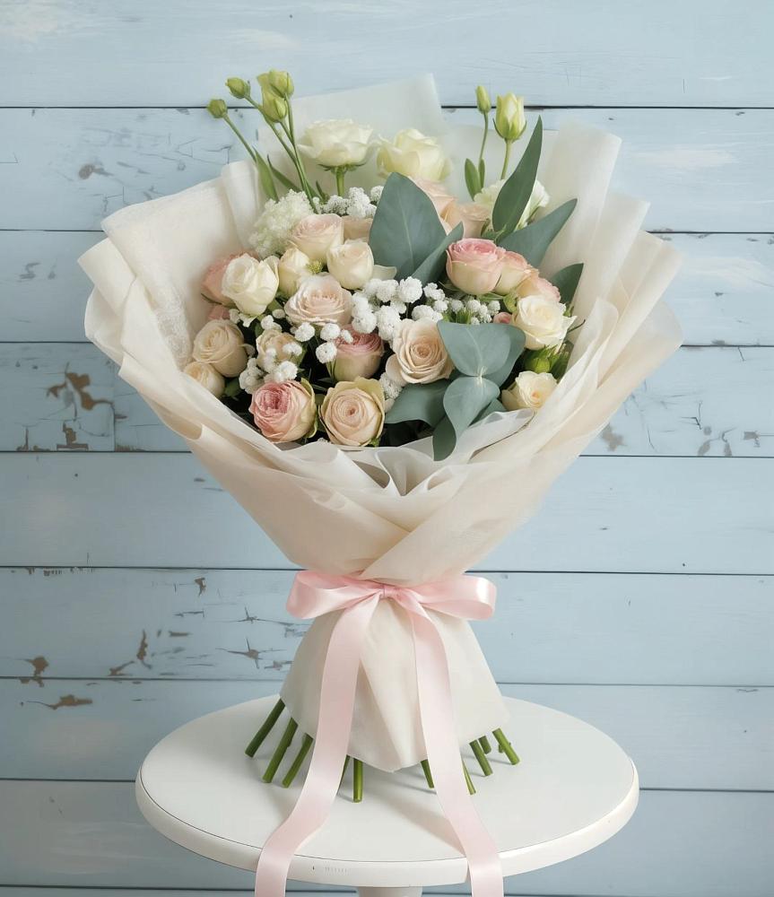 Букет цветов из: Розы и Лизиантусы в Ногликах