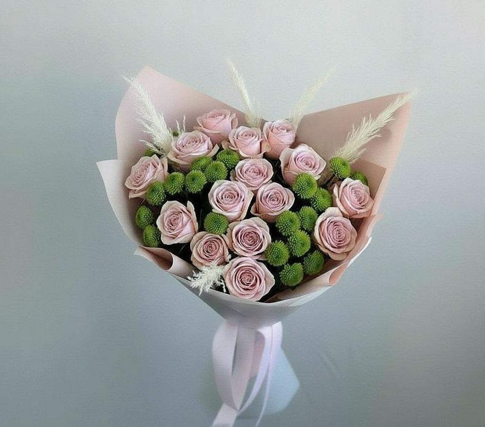 Букет цветов из: Розы и Хризантемы в Ногликах